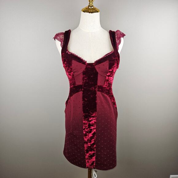 Free people Dresses & Skirts - Free People Madeline Polka Dot Velvet Dress Whimsigoth Feminine Size Small
